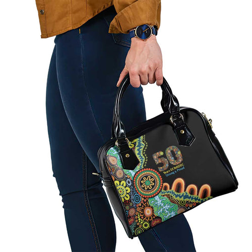 50 Years Of NAIDOC Shoulder Handbag Strong and Proud Aboriginal Dot Painting No3