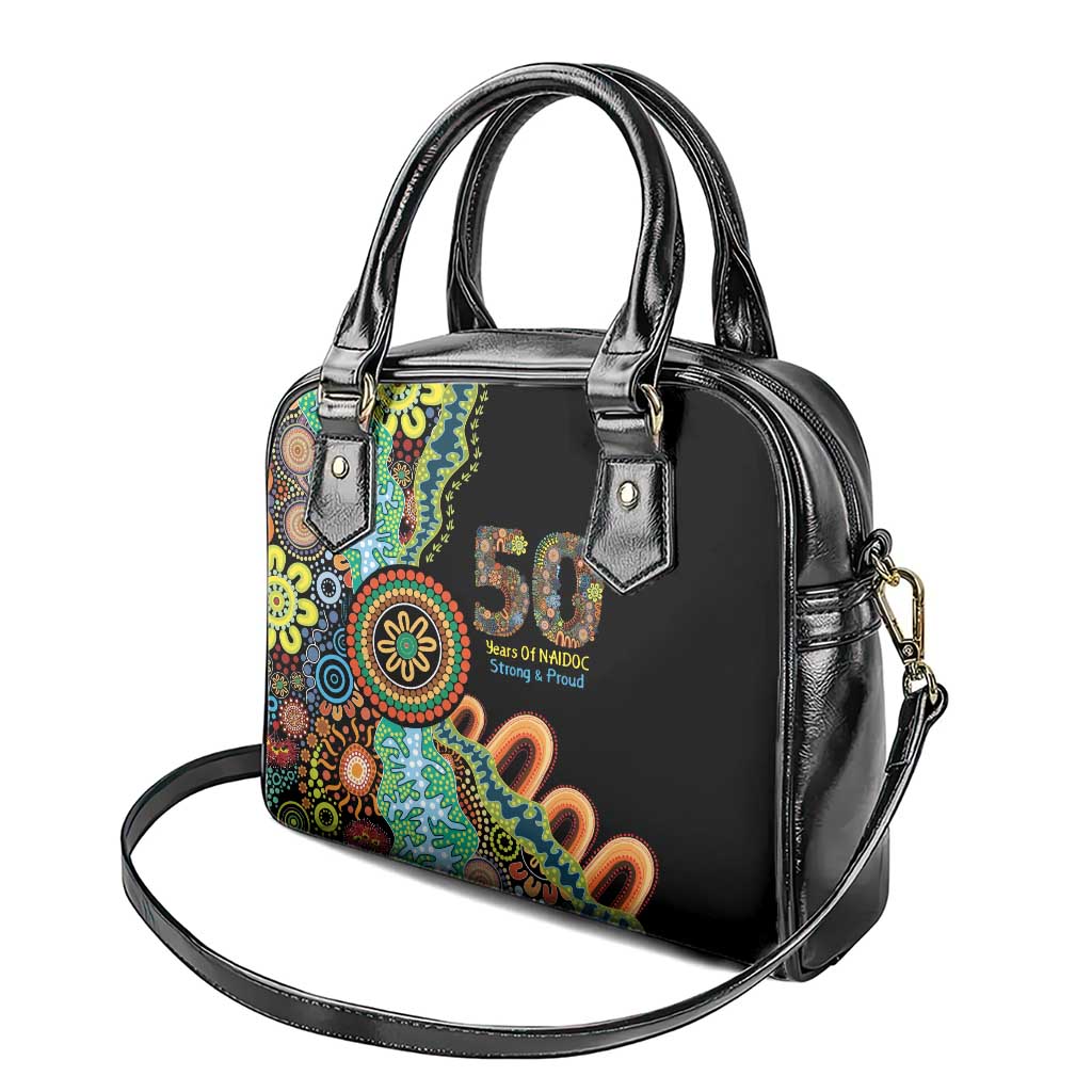 50 Years Of NAIDOC Shoulder Handbag Strong and Proud Aboriginal Dot Painting No3