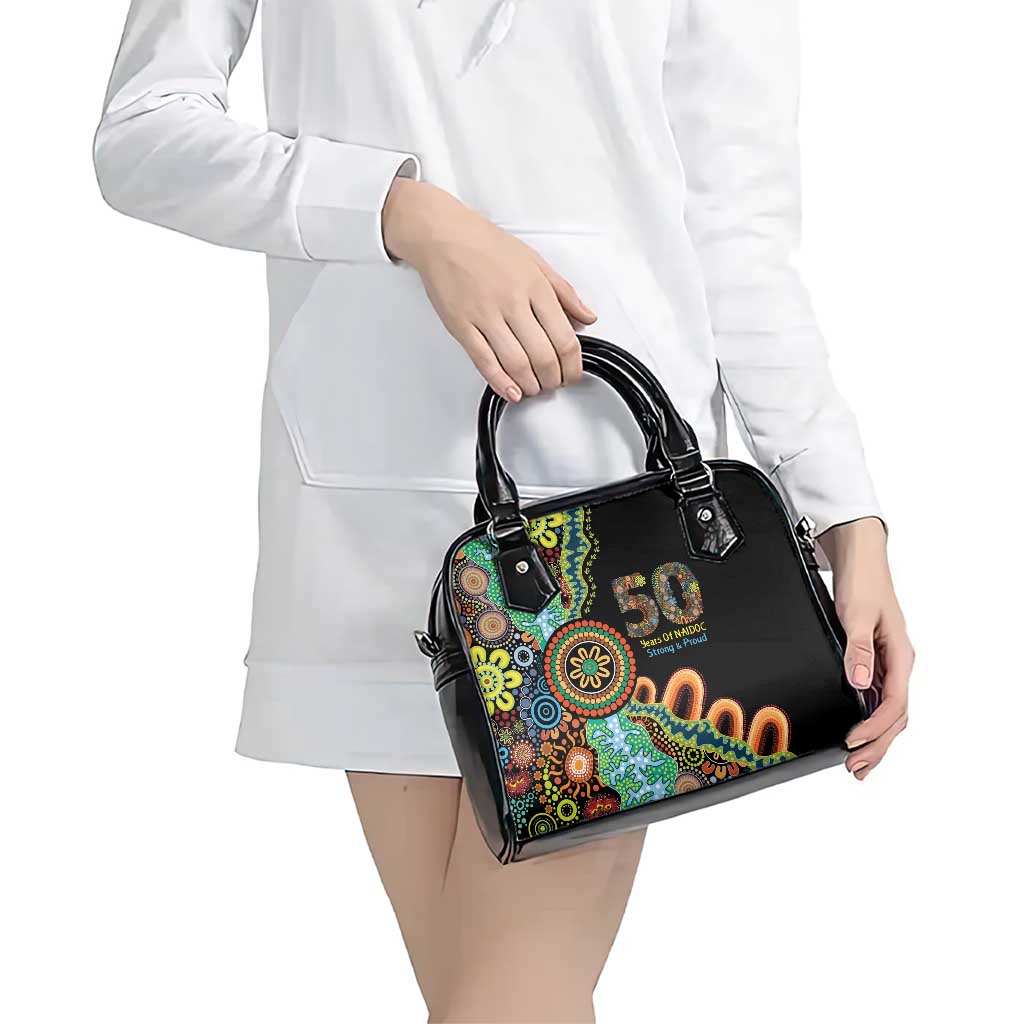 50 Years Of NAIDOC Shoulder Handbag Strong and Proud Aboriginal Dot Painting No3