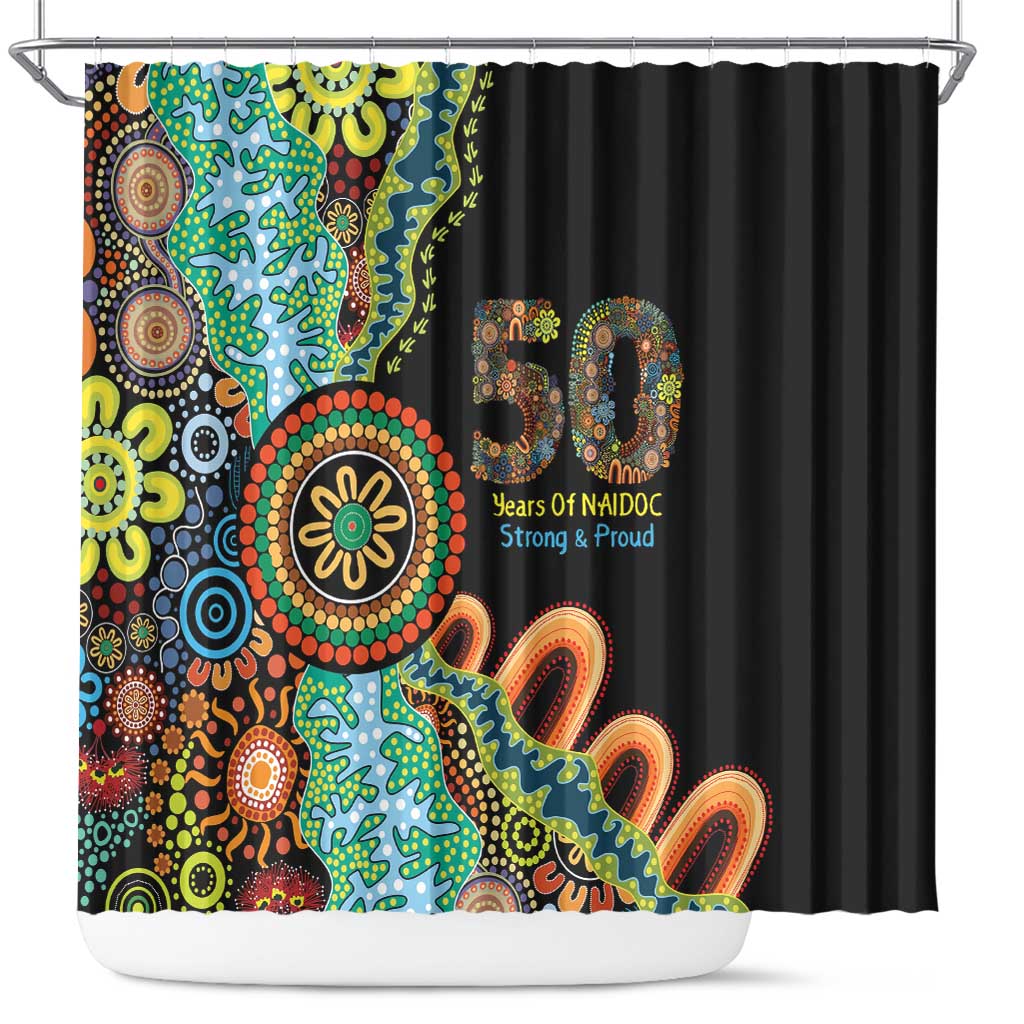 50 Years Of NAIDOC Shower Curtain Strong and Proud Aboriginal Dot Painting No3