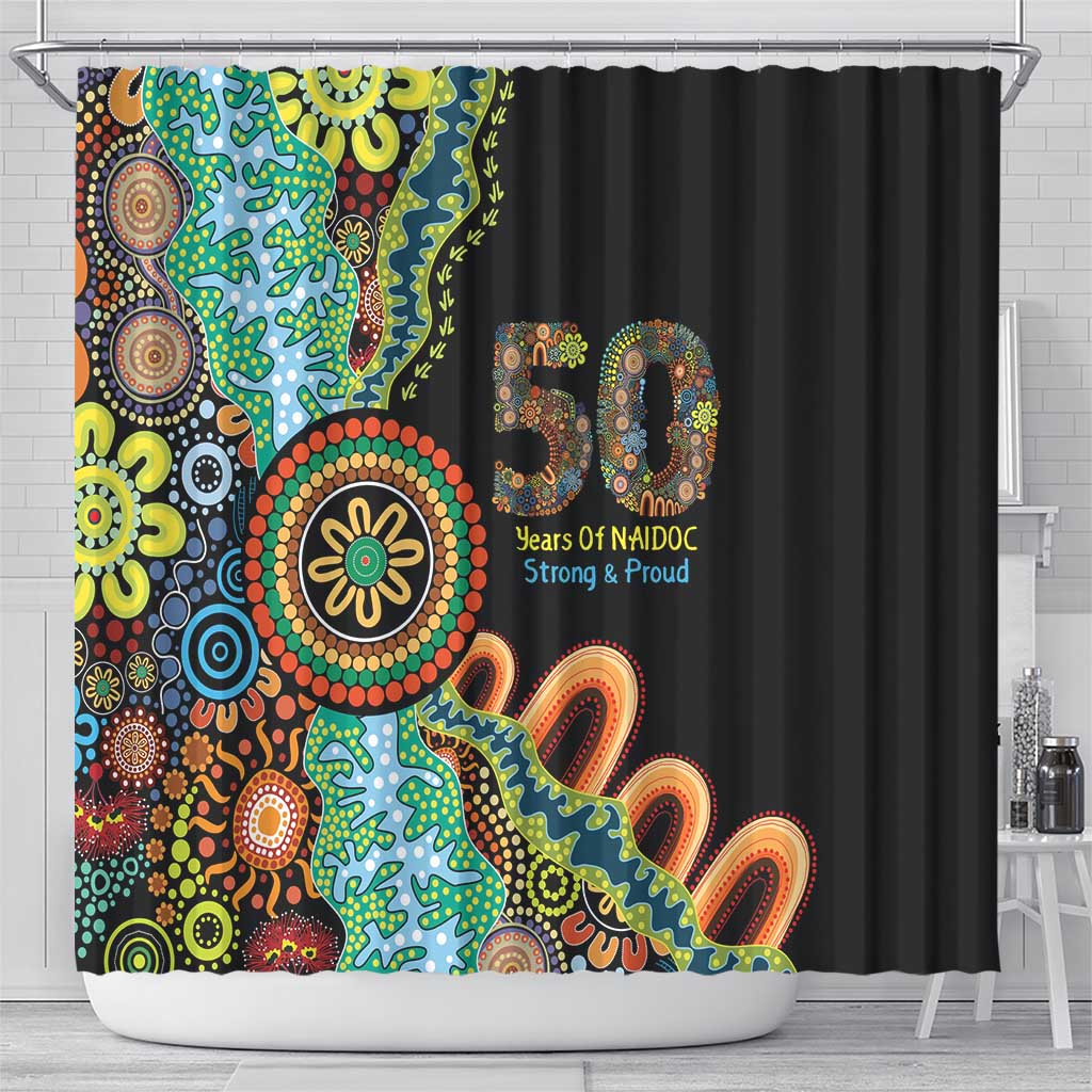 50 Years Of NAIDOC Shower Curtain Strong and Proud Aboriginal Dot Painting No3