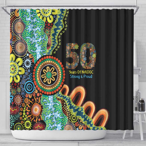 50 Years Of NAIDOC Shower Curtain Strong and Proud Aboriginal Dot Painting No3