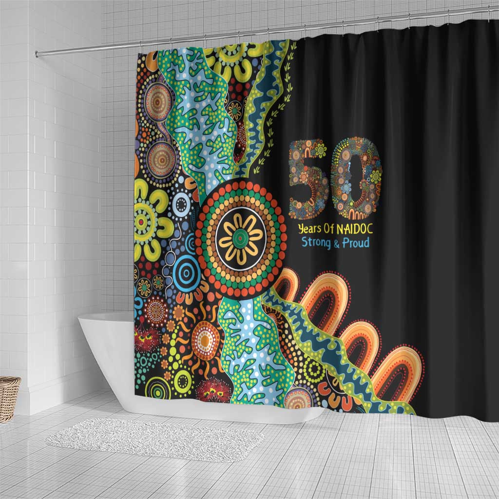 50 Years Of NAIDOC Shower Curtain Strong and Proud Aboriginal Dot Painting No3