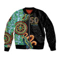 50 Years Of NAIDOC Sleeve Zip Bomber Jacket Strong and Proud Aboriginal Dot Painting No3
