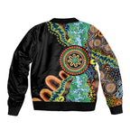 50 Years Of NAIDOC Sleeve Zip Bomber Jacket Strong and Proud Aboriginal Dot Painting No3