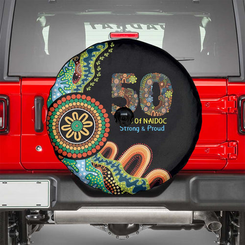 50 Years Of NAIDOC Spare Tire Cover Strong and Proud Aboriginal Dot Painting No3