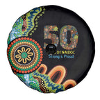 50 Years Of NAIDOC Spare Tire Cover Strong and Proud Aboriginal Dot Painting No3