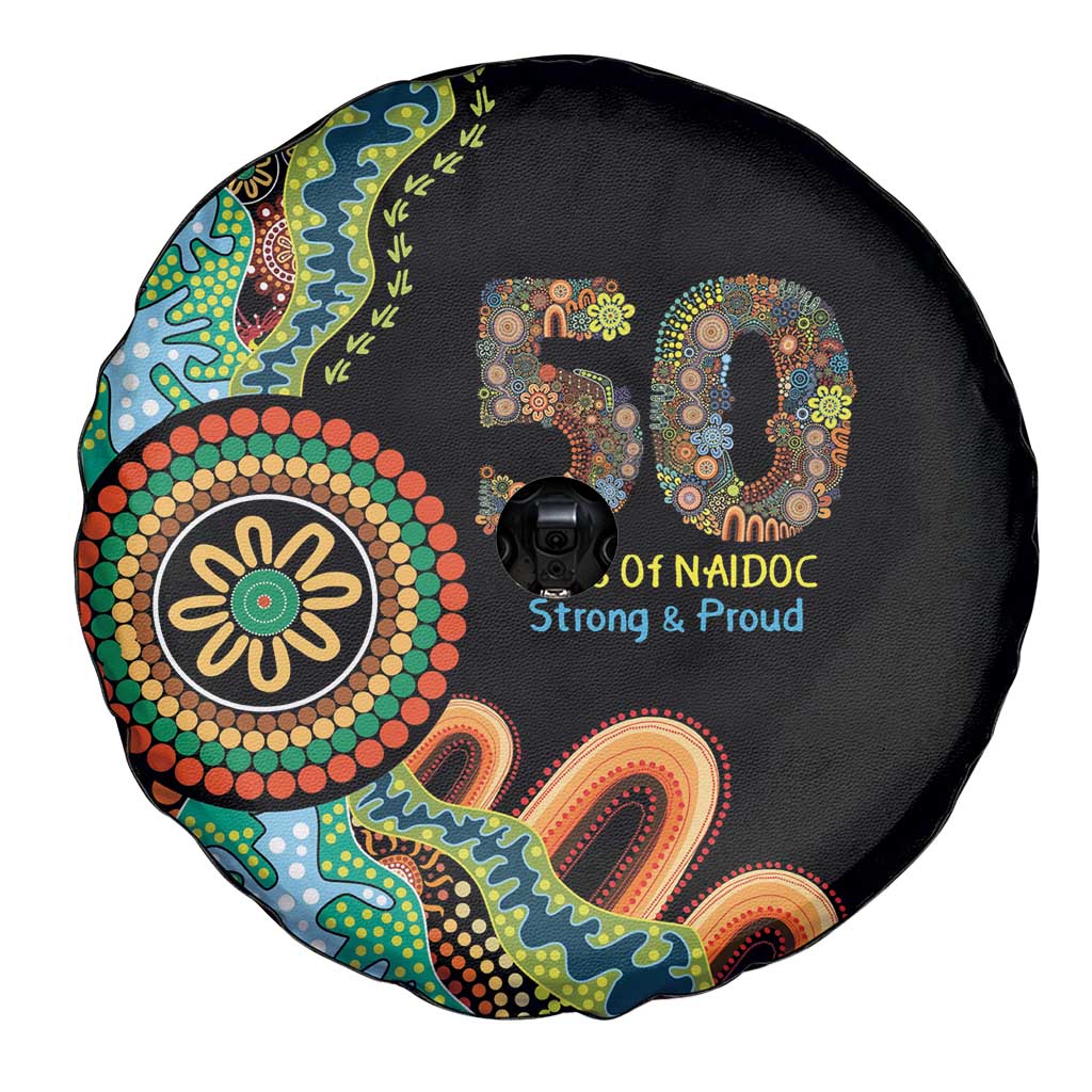 50 Years Of NAIDOC Spare Tire Cover Strong and Proud Aboriginal Dot Painting No3
