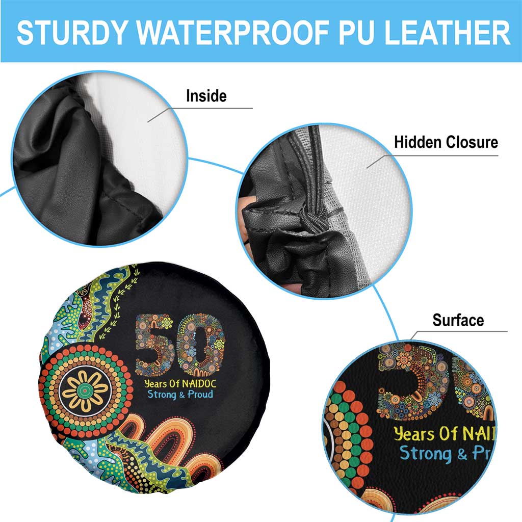50 Years Of NAIDOC Spare Tire Cover Strong and Proud Aboriginal Dot Painting No3