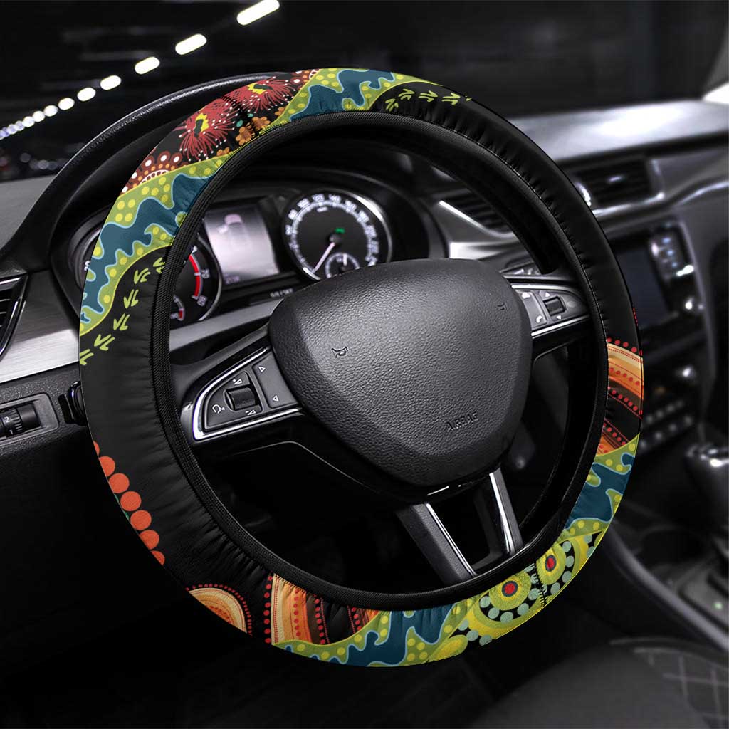 50 Years Of NAIDOC Steering Wheel Cover Strong and Proud Aboriginal Dot Painting No3