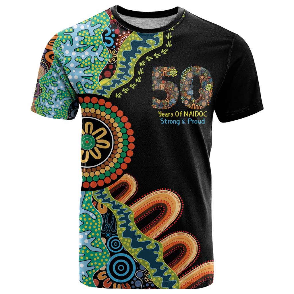 50 Years Of NAIDOC T Shirt Strong and Proud Aboriginal Dot Painting No3
