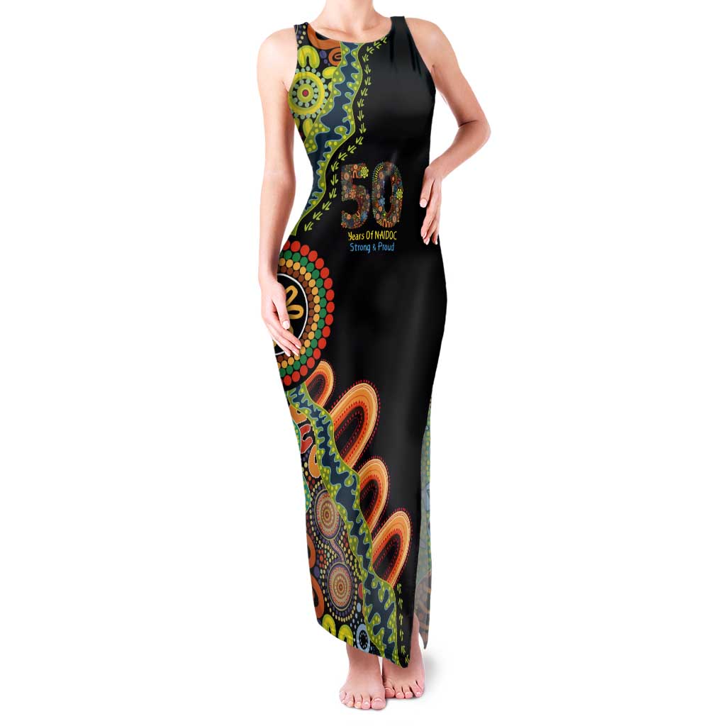 50 Years Of NAIDOC Tank Maxi Dress Strong and Proud Aboriginal Dot Painting No3