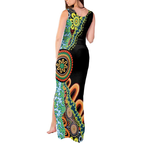 50 Years Of NAIDOC Tank Maxi Dress Strong and Proud Aboriginal Dot Painting No3