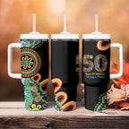 50 Years Of NAIDOC Tumbler With Handle Strong and Proud Aboriginal Dot Painting No3