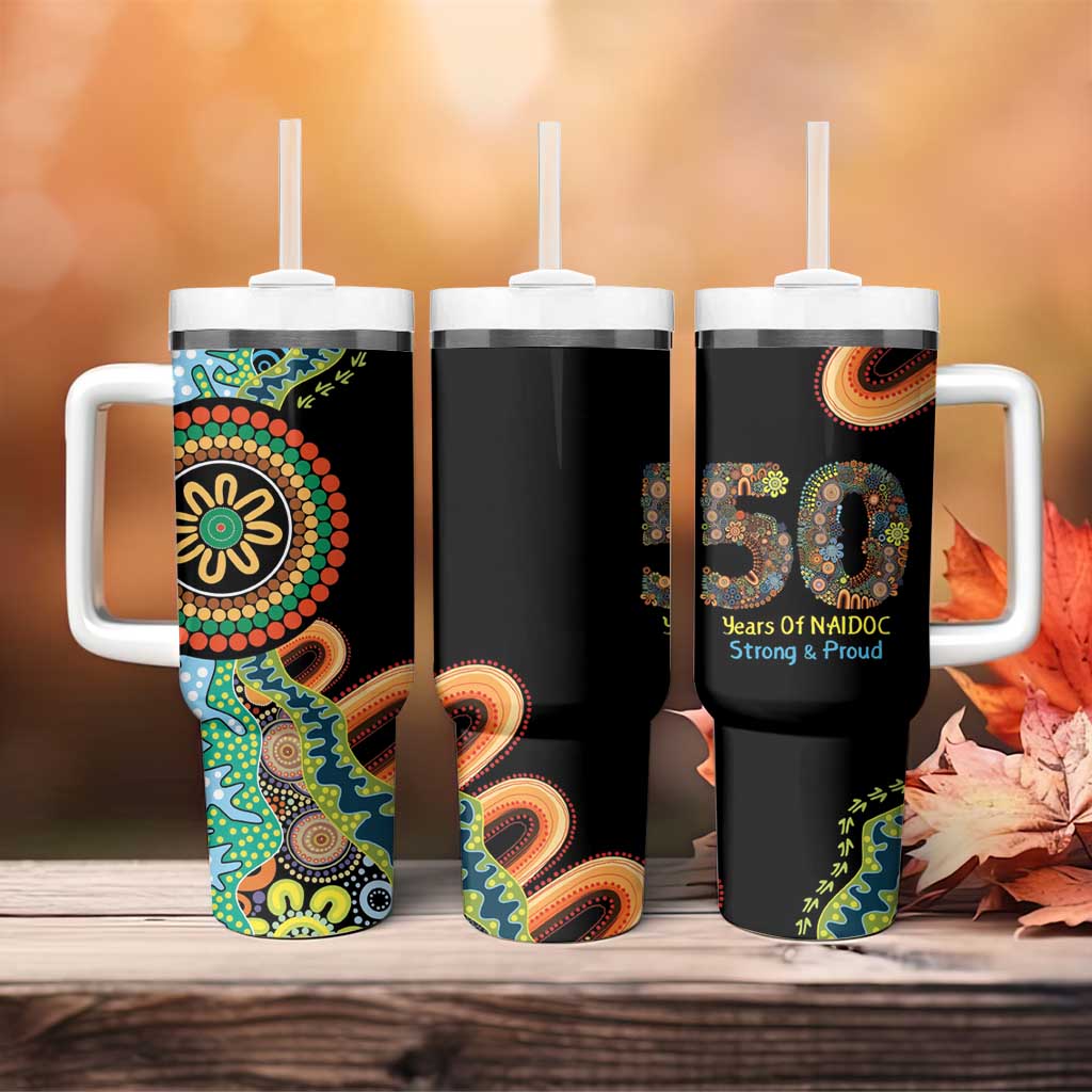 50 Years Of NAIDOC Tumbler With Handle Strong and Proud Aboriginal Dot Painting No3
