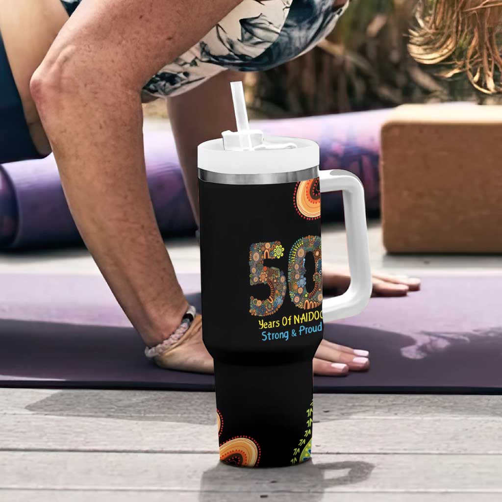 50 Years Of NAIDOC Tumbler With Handle Strong and Proud Aboriginal Dot Painting No3