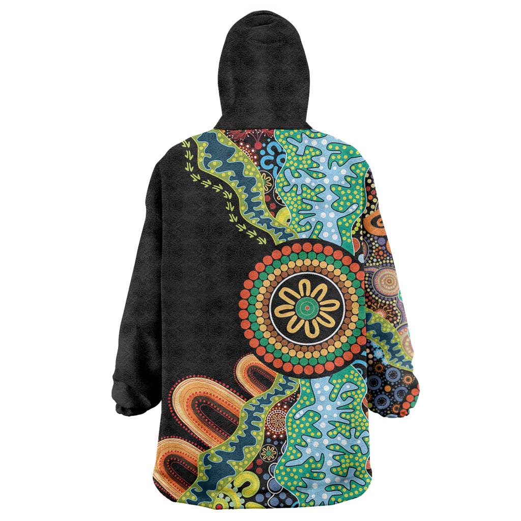 50 Years Of NAIDOC Wearable Blanket Hoodie Strong and Proud Aboriginal Dot Painting No3