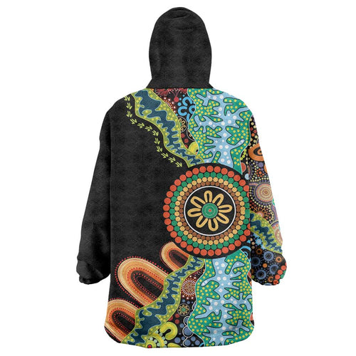 50 Years Of NAIDOC Wearable Blanket Hoodie Strong and Proud Aboriginal Dot Painting No3
