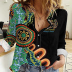 50 Years Of NAIDOC Women Casual Shirt Strong and Proud Aboriginal Dot Painting No3