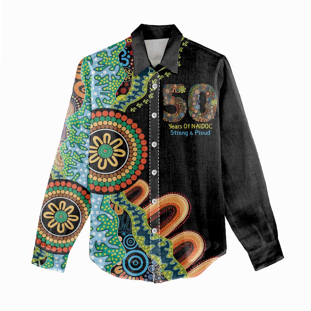 50 Years Of NAIDOC Women Casual Shirt Strong and Proud Aboriginal Dot Painting No3