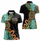 50 Years Of NAIDOC Women Polo Shirt Strong and Proud Aboriginal Dot Painting No3