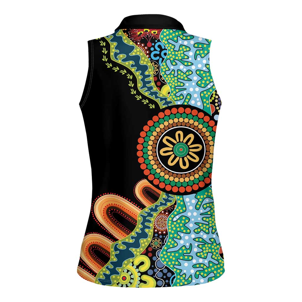 50 Years Of NAIDOC Women Sleeveless Polo Shirt Strong and Proud Aboriginal Dot Painting No3
