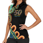 50 Years Of NAIDOC Women Sleeveless Polo Shirt Strong and Proud Aboriginal Dot Painting No3
