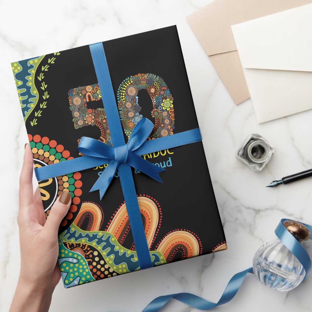 50 Years Of NAIDOC Wrapping Paper Strong and Proud Aboriginal Dot Painting No3 - Aussie Hoodie