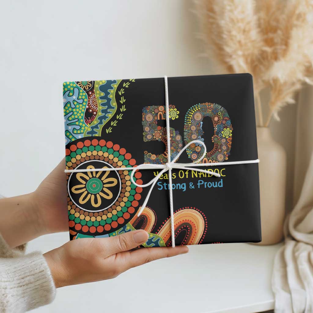 50 Years Of NAIDOC Wrapping Paper Strong and Proud Aboriginal Dot Painting No3 - Aussie Hoodie