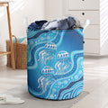 Aboriginal Ocean Jellyfish Laundry Basket Dot Art Dreamtime Style