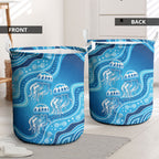 Aboriginal Ocean Jellyfish Laundry Basket Dot Art Dreamtime Style