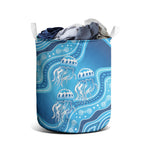 Aboriginal Ocean Jellyfish Laundry Basket Dot Art Dreamtime Style