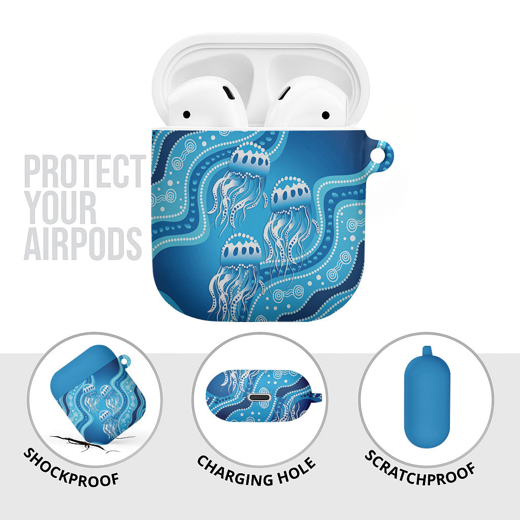 Aboriginal Ocean Jellyfish AirPods Case Dot Art Dreamtime Style