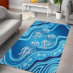 Aboriginal Ocean Jellyfish Area Rug Dot Art Dreamtime Style