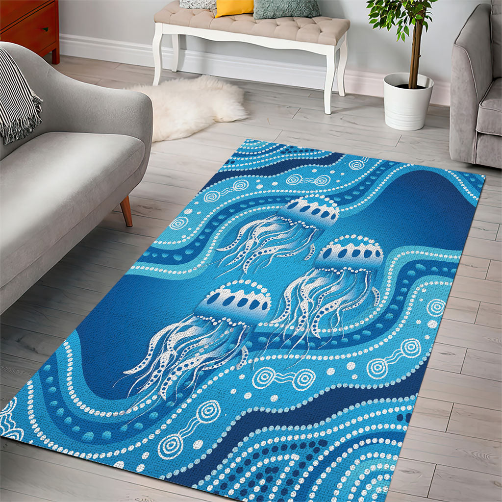 Aboriginal Ocean Jellyfish Area Rug Dot Art Dreamtime Style