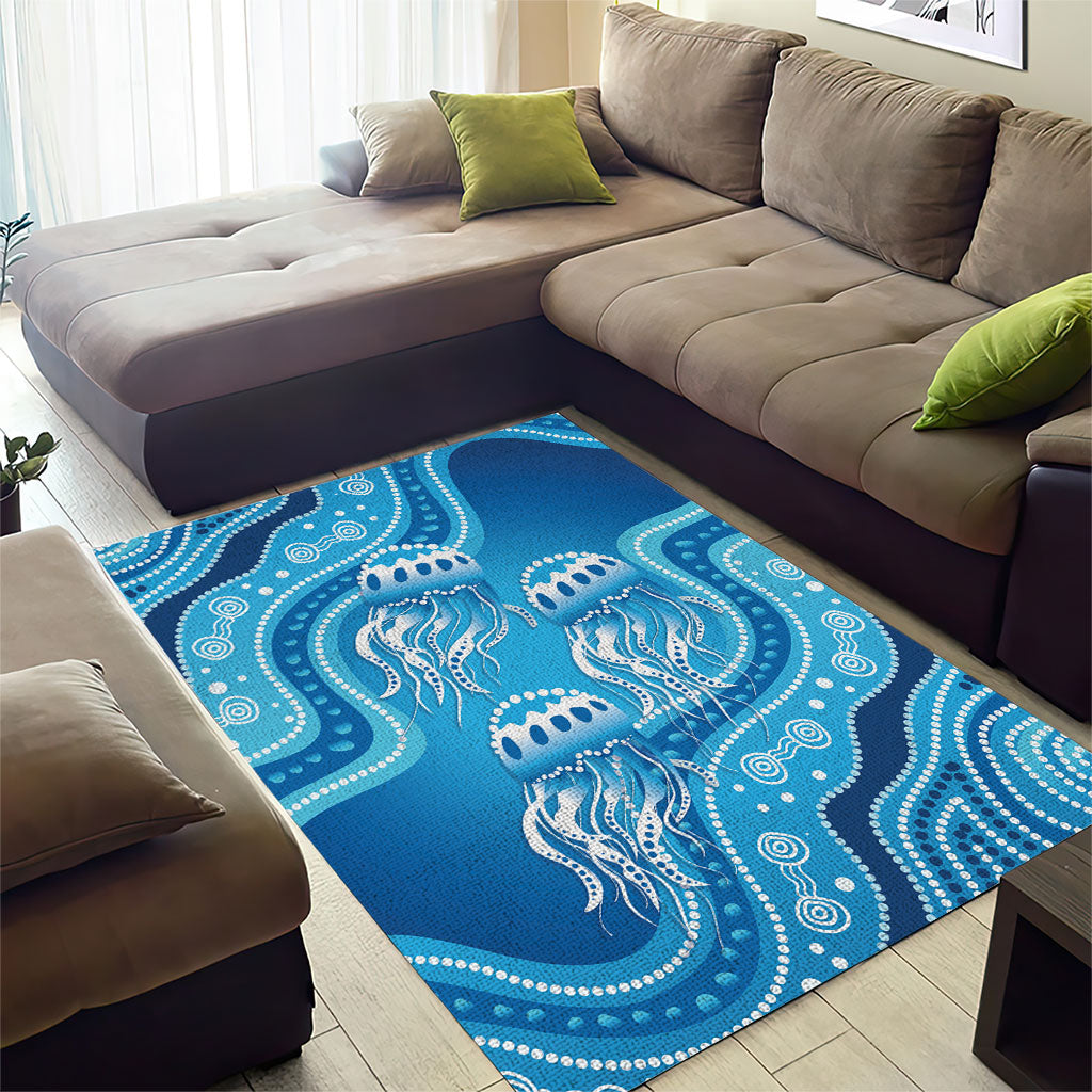 Aboriginal Ocean Jellyfish Area Rug Dot Art Dreamtime Style