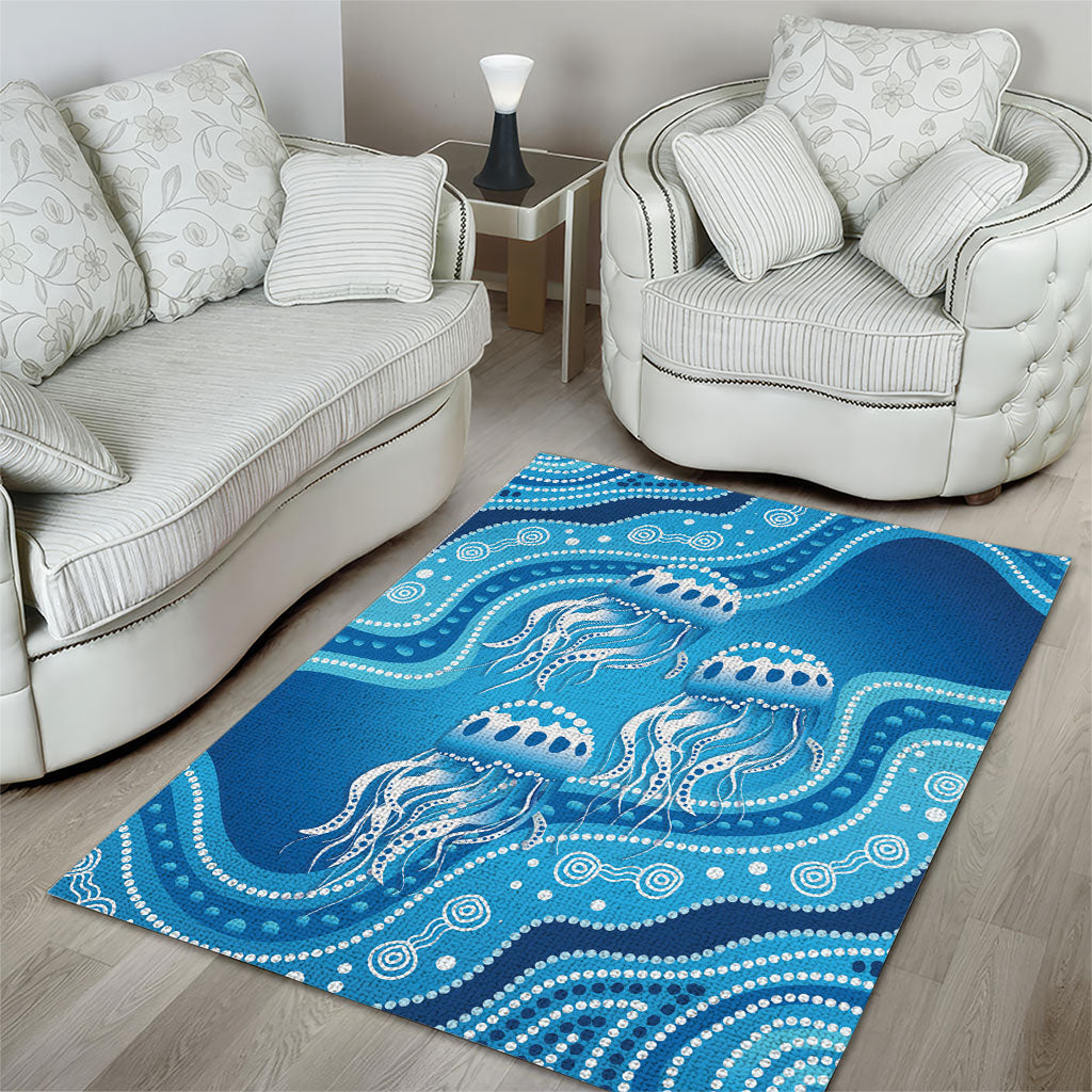 Aboriginal Ocean Jellyfish Area Rug Dot Art Dreamtime Style