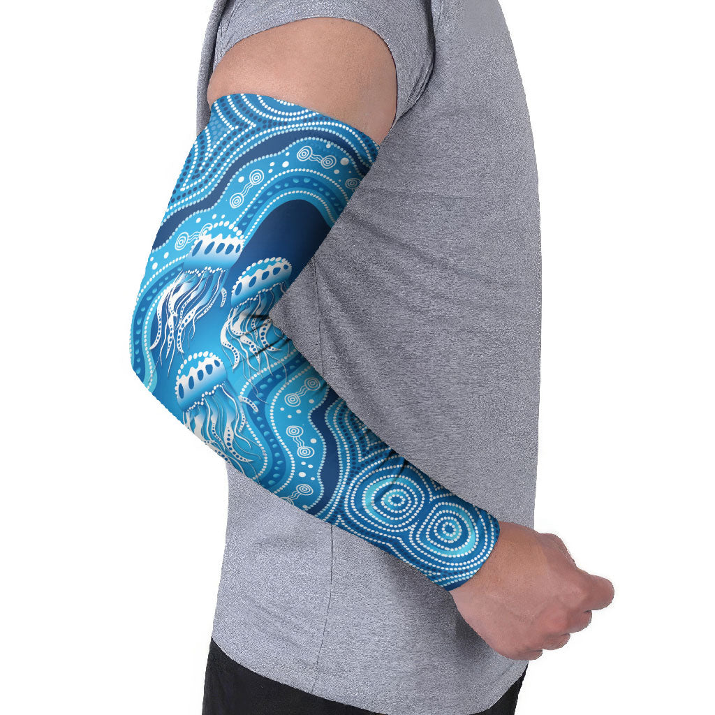 Aboriginal Ocean Jellyfish Arm Sleeves Dot Art Dreamtime Style