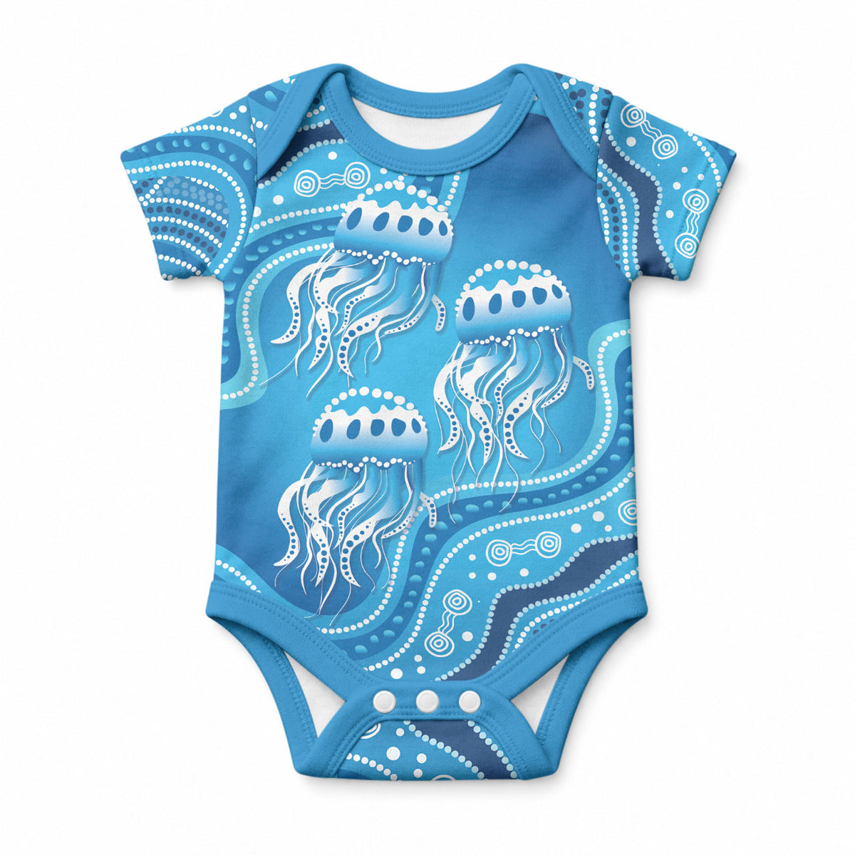 Aboriginal Ocean Jellyfish Baby Onesie Dot Art Dreamtime Style