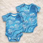 Aboriginal Ocean Jellyfish Baby Onesie Dot Art Dreamtime Style