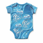 Aboriginal Ocean Jellyfish Baby Onesie Dot Art Dreamtime Style