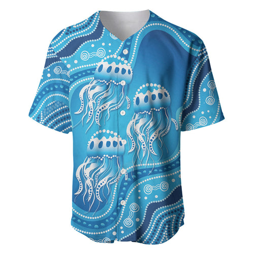 Aboriginal Ocean Jellyfish Baseball Jersey Dot Art Dreamtime Style