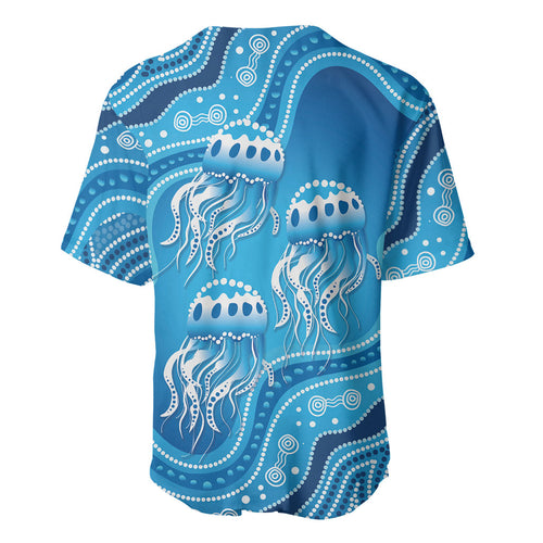 Aboriginal Ocean Jellyfish Baseball Jersey Dot Art Dreamtime Style