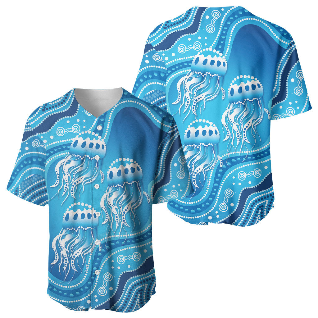 Aboriginal Ocean Jellyfish Baseball Jersey Dot Art Dreamtime Style