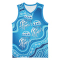 Aboriginal Ocean Jellyfish Basketball Jersey Dot Art Dreamtime Style