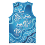 Aboriginal Ocean Jellyfish Basketball Jersey Dot Art Dreamtime Style