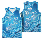 Aboriginal Ocean Jellyfish Basketball Jersey Dot Art Dreamtime Style
