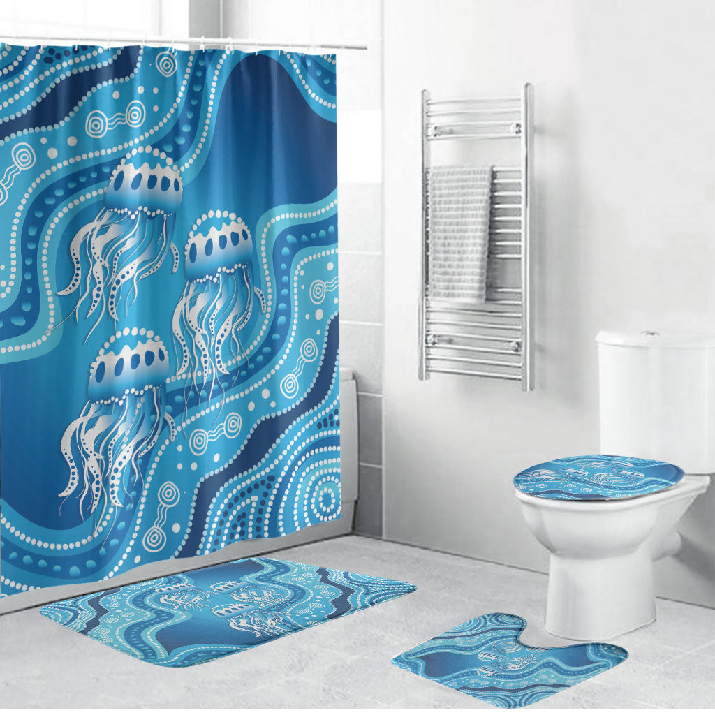 Aboriginal Ocean Jellyfish Bathroom Set Dot Art Dreamtime Style