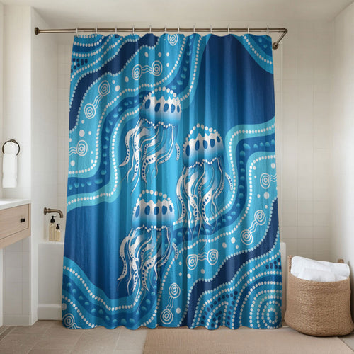Aboriginal Ocean Jellyfish Bathroom Set Dot Art Dreamtime Style