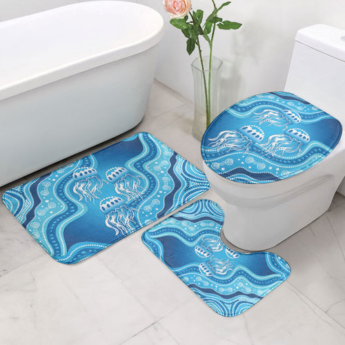 Aboriginal Ocean Jellyfish Bathroom Set Dot Art Dreamtime Style